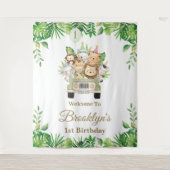 Jungle Animals Safari Auto Adventure Party Hinterg Wandteppich (Vorderseite)