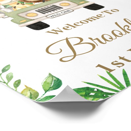 Jungle Animals Safari Auto Adventure Party Willkom Poster (Ecke)