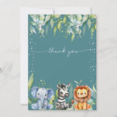 Jungle Animals Safari Baby Dusche Danke Karte (Vorderseite)