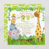 Jungle Animals Safari Baby Dusche Einladung (Vorne/Hinten)