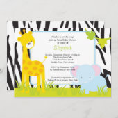 Jungle Animals Safari Baby Dusche Einladung (Vorne/Hinten)