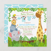 Jungle Animals Safari Baby Dusche Einladung (Vorne/Hinten)