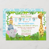 Jungle Animals Safari Baby Dusche Einladung (Vorne/Hinten)