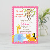 Jungle Animals Safari Baby Shower Einladungen (Stehend Vorderseite)