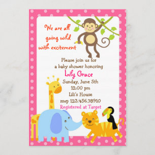 Jungle Animals Safari Baby Shower Einladungen