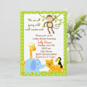 Jungle Animals Safari Baby Shower Einladungen (Stehend Vorderseite)