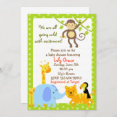 Jungle Animals Safari Baby Shower Einladungen (Vorne/Hinten)