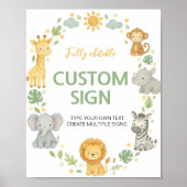 Jungle Animals Safari Birthday Party Table Sign Poster (Vorne)
