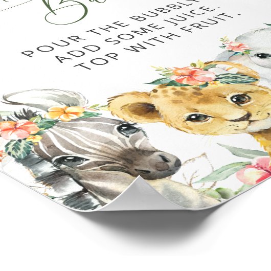 Jungle Animals, Safari, Blume, Momosa Bar Poster (Ecke)