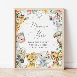 Jungle Animals, Safari, Blume, Momosa Bar Poster