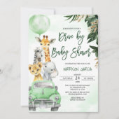 Jungle Animals Safari Drive by Baby Dusche Einladung (Vorderseite)