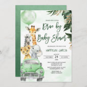 Jungle Animals Safari Drive by Baby Dusche Einladung (Vorne/Hinten)