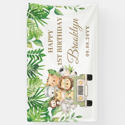 Jungle Animals Safari Erlebnis Auto Party Hintergr Banner (Vertikal)