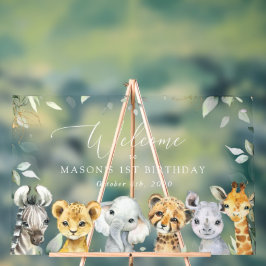 Jungle Animals, Safari, First Birthday Welcome Acrylschild