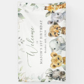 Jungle Animals, Safari, First Birthday Welcome Banner (Vertikal)