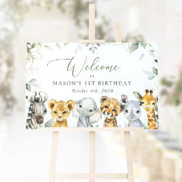 Jungle Animals, Safari, First Birthday Welcome Poster