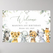 Jungle Animals, Safari, First Birthday Welcome Poster (Vorne)