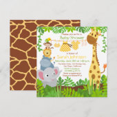 Jungle Animals Safari Girl Baby Dusche Einladung (Vorne/Hinten)