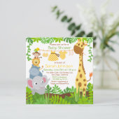 Jungle Animals Safari Girl Baby Dusche Einladung (Stehend Vorderseite)