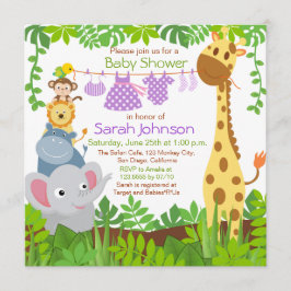 Jungle Animals Safari Girl Baby Dusche Einladung