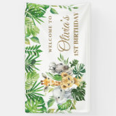 Jungle Animals Safari Grüne Geburtstag Hintergrund Banner (Vertikal)