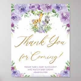 Jungle Animals Safari Lila Floral Vielen Dank, das Poster