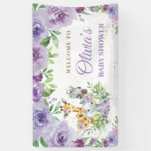 Jungle Animals Safari Lila floraler Hintergrund Banner (Vertikal)