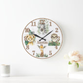Jungle Animals Safari Personalisiertes Kinderzimme Große Wanduhr (Zuhause)
