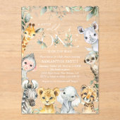 Jungle Animals, Safari, Wild One, Babydusche Acryleinladungen (Vorderseite)