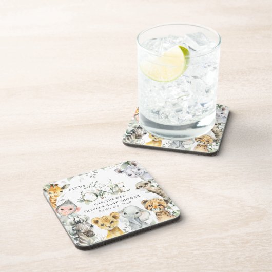 Jungle Animals, Safari, Wild One, Babydusche Getränkeuntersetzer (Rechte Seite)