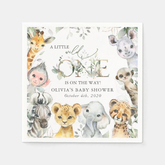 Jungle Animals, Safari, Wild One, Babydusche Serviette (Vorderseite)