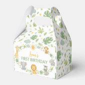 Jungle Animals Safari Wild One Birthday Favor Box Geschenkschachtel (Rückseite)