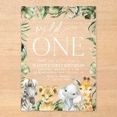 Jungle Animals, Safari, Wild One, erster Geburtsta Acryleinladungen (Vorderseite)