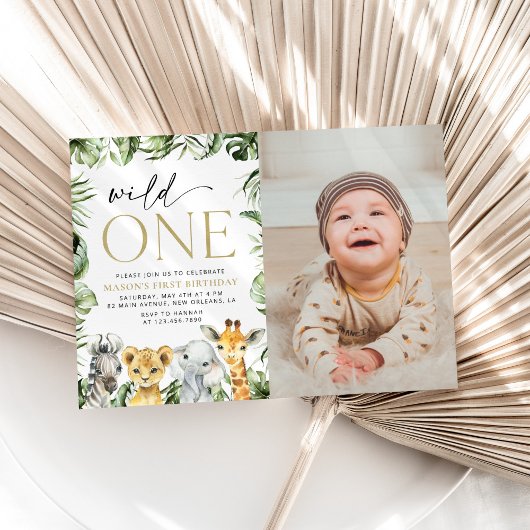 Jungle Animals, Safari, Wild One, erster Geburtsta Einladung