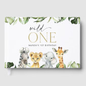 Jungle Animals, Safari, Wild One, erster Geburtsta Gästebuch (Vorderseite)