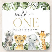 Jungle Animals, Safari, Wild One, erster Geburtsta Getränkeuntersetzer (Vorderseite)