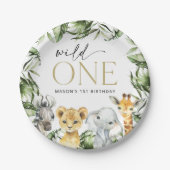 Jungle Animals, Safari, Wild One, erster Geburtsta Pappteller (Vorderseite)