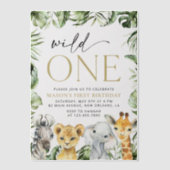 Jungle Animals, Safari, Wild One, erster Geburtsta Pergament Einladungen (Vorderseite)
