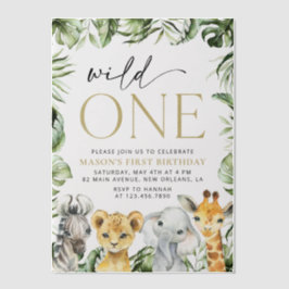 Jungle Animals, Safari, Wild One, erster Geburtsta Pergament Einladungen