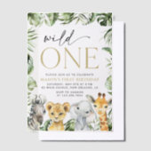 Jungle Animals, Safari, Wild One, erster Geburtsta Pergament Einladungen (Versetzt)