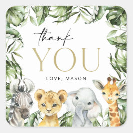 Jungle Animals, Safari, Wild One, erster Geburtsta Quadratischer Aufkleber