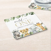 Jungle Animals, Safari, Wild One, erster Geburtsta Rechteckiger Pappuntersetzer (angewinkelt)