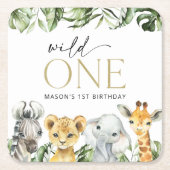 Jungle Animals, Safari, Wild One, erster Geburtsta Rechteckiger Pappuntersetzer (Vorderseite)