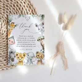 Jungle Animals, Safari, Wild One, First Birthday Dankeskarte