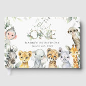 Jungle Animals, Safari, Wild One, First Birthday Gästebuch (Vorderseite)