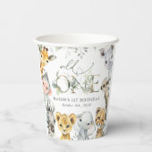Jungle Animals, Safari, Wild One, First Birthday Pappbecher (Rückseite)