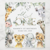 Jungle Animals, Safari, Wild One, First Birthday Weinetikett (Einzelnes Label)