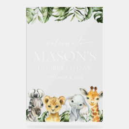 Jungle Animals, Safari, Wild One, Geburtstag Willk Acrylschild