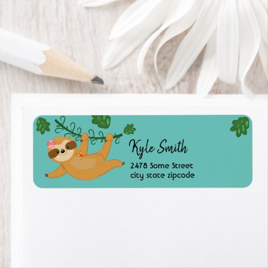 Jungle Animals Sloth Custom Address Labels (Insitu)