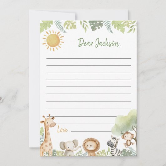 Jungle Animals Time Capsule Note Card Dankeskarte (Vorderseite)